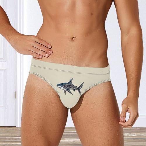 Pattern Shark Printed Swim Briefs for Men Sexy Bikini Swimwear Elastic Beach Trunks Bathing Suit2