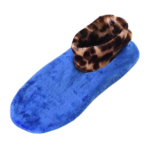 AMIMOJY Women Slipper Socks Fashion Casual Leopard Soft Cozy Double Layer Thicken Plush Winter Feet Warmer Way Womens Long