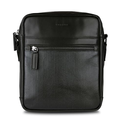 Sac crossover bugatti Joel en cuir plissé noir pour ranger vos affaires avec style