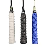 Senston Racket Overgrips Anti-Slip Tennis Badminton Pickleball Racquet Grip Tape 3 Pack, Black/White/Blue