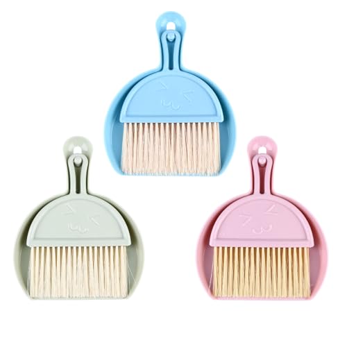 DECORNIJIA 3セット ミニほうきちりり コンパクト卓上掃除用具 キーボードやデスクトップに 収納便利 持ち運び簡単 色パック にも