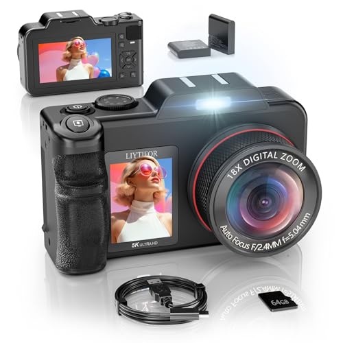 5K Digital Camera for Photography, 80MP 3.5"+2" Dual Screen for