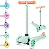 BOLDCUBE Patinete de Tres Ruedas Teeny - para Niños de 2 a 6 años - Altura Manillar y Asas Ajustables - Mi Primer Scooter para Niños Pequeños - Patinetes niño Ruedas Iluminadas LED (Turquesa)