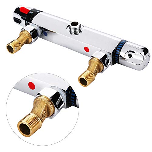 Thermostat Aufputz Wannenarmatur, 38℃ Wannenarmatur Thermostat Messing Duscharmatur mit Temperatureinstellung Brause 20～50℃ Wannenthermostat Badewannenarmatur aus Chrom