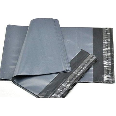 Strong Large Grey Mailing Postal Bags Mailers, Strong and Sturdy, Seal Tape (Pack of 10, 14x21) Cover