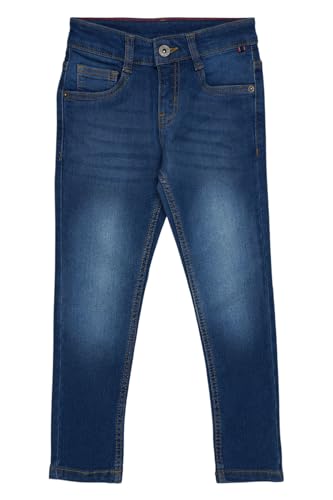 Image of Pantaloons Junior Kids Cotton Stretch Blend Jeans | Slim Fit | Mid Rise Waist | Full Length