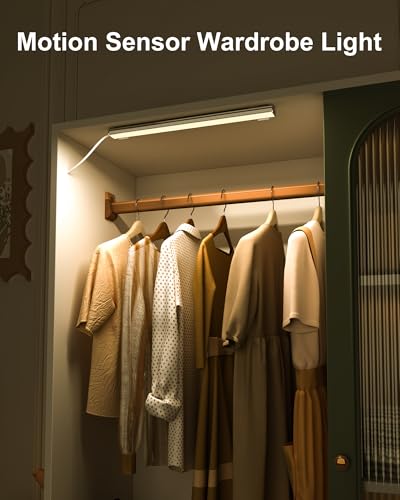 Image of ASOKO Motion Sensor Dimmable Led Under Cabinet Lighting,14.5in USB Plug-in Under Desk Light with 3 Color Changing(2700K, 4000K,6000K),Dimmable LED Light Bar for Home Kitchen,Cabinet,Pantry