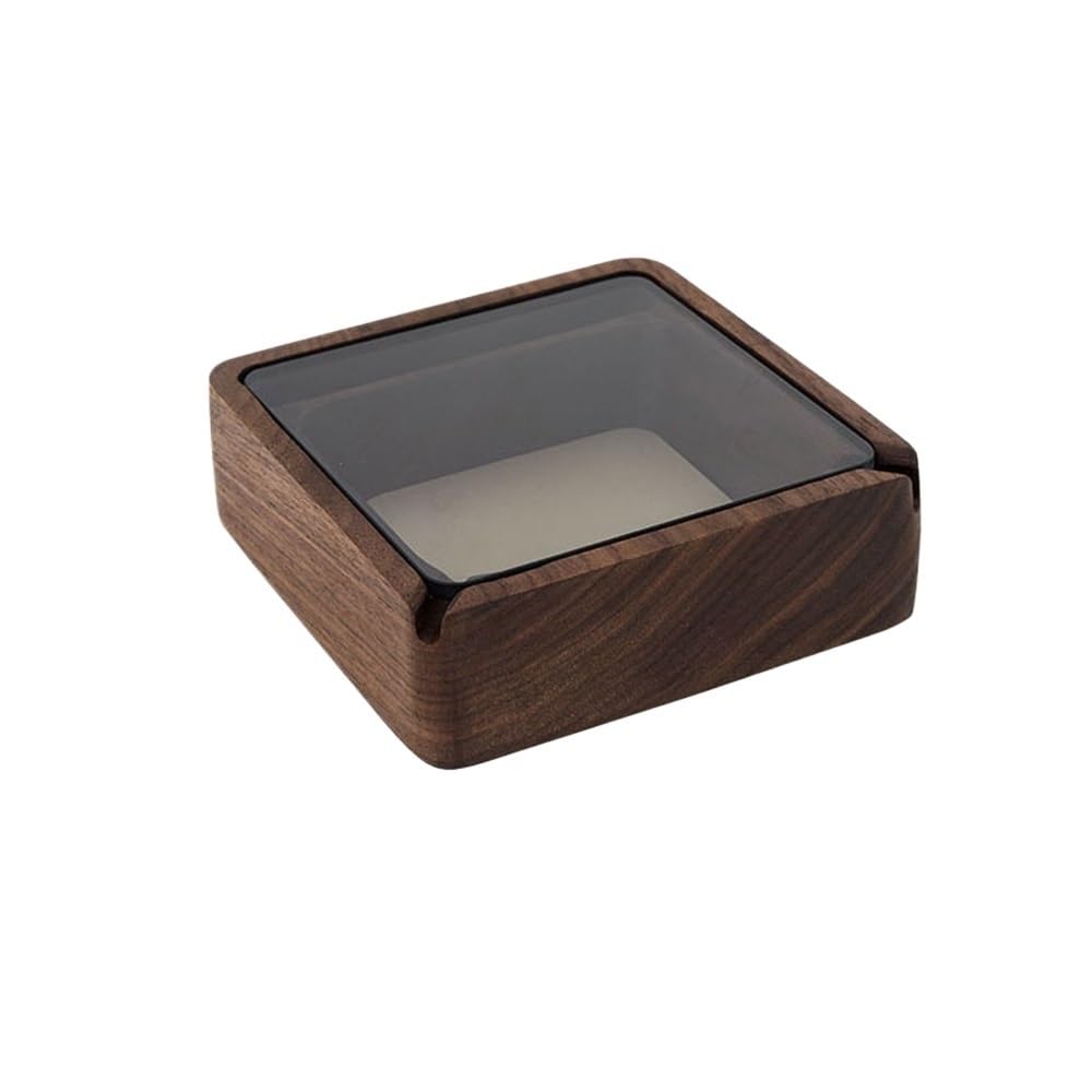 Indoor Decorative Wooden with Glass Cover Ashtray Square Desktop Indoor or Outdoor for Office Home and Placement Candy etc for Desktop