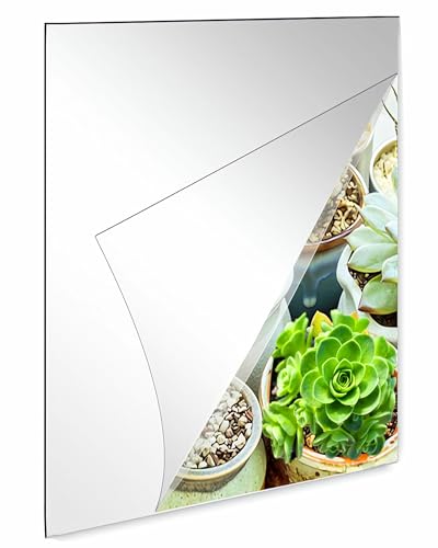 Happygo Miroirs muraux autocollants haute transparence, sans verre, haute définition, flexible, amovible, grand autocollant pour salle de bain