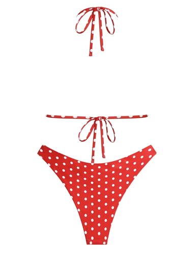 Image of ZAFUL Womens Halter Bikini Sets Triangle Bikinis High Cut Swimsuits 2 Piece Bathing Suits Sexy Swimwear