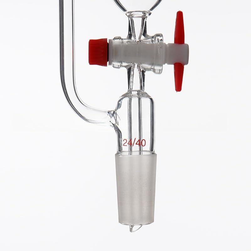 Embudo de vidrio de laboratorio de presión constante de 10 ml a 1000 ml con tapón de PTFE - Embudo de separación cilíndrico de goteo for uso en laboratorio(500ml 24x24)