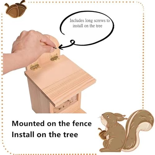 Mangeoire à écureuils en bois noble, accessoire de jardin durable