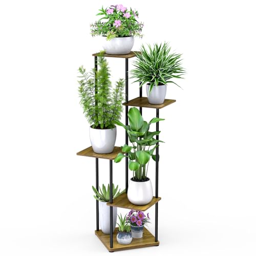 Bamworld Grand Support Pour Plantes En Bois Pour Salon, Extérieur, Plantes, Terrasse, Balcon, Jardin
