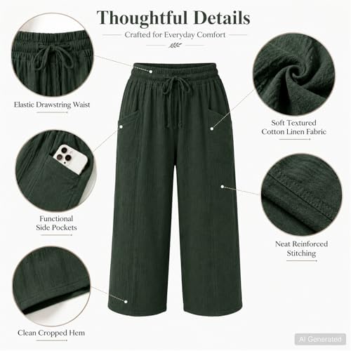 Pantalon à taille élastique en coton et lin pour des journées sereines