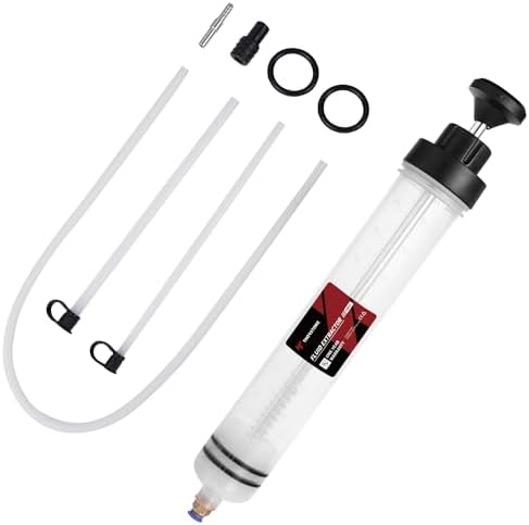 Thorstone Automotive Fluid Extractor Pump with Long Rubber Hose, Oil Change Syringe, Manual Fuel Suction & Filler, Fluid Oil Change Evacuator (17.6 Oz./0.53 Qt./500 CC)