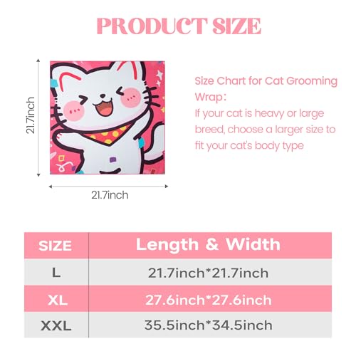 Image of 21.7 inch Cat Wrap for Cutting Nails, Cat Restraint for Nail Clipping, Cat Swaddle Wrap for Kittens, Cat Burrito Wrap Can Be Applied to Cat Nail Trimming, Large, Within 6lbs