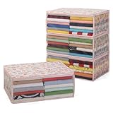 アストロ 衣類収納ケース ホワイト チューリップ柄 4個組 通気性の良い不織布製 衣類収納袋 衣装ケース 洋服 収納ボックス 防塵 透明窓付き クローゼット 押入れ 折りたたみ 花柄 レトロ 168-01