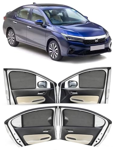 Image of Autofact Car Sunshades for Honda New City (2020 to 2025), UV Protection, Useful Car Accessories, Custom fit Sun Shades for Side Windows, Set of 4