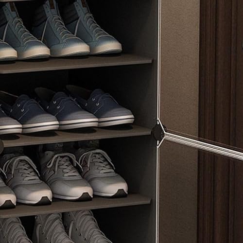 Image of AYSIS 18 Shelf DIY Shoe Rack Box Organizer ^ Multi-Purpose Plastic Shoe Rack for Home, PP Plastic Home Rack with Door for Entryway, Chappal Slipper Shoe Stand【Grey, 18-Shelf-6-Door】