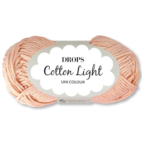 Frida's Wollhaus Drops 50 g de hilo de mezcla de algodón ligero para tejer ganchillo lana 33 colores (40 | melocotón claro)