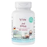 Jod 200μg - 360 Tabletten - schluckfreundlich - 200μg Jod pro Tablette - Hochdosiert - Bioverfügbar - Qualität aus Deutschland - ViVe Supplements