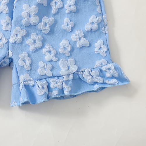 Image of Ayzozuy Kid Girl Clothes Shorts Set 2 Piece Outfits Summer Casual Short Sleeve Top and Shorts Set for Girls 4-7