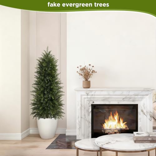 Image of 5 ft Artificial Topiary Cedar Trees Set of 2 for Outdoor