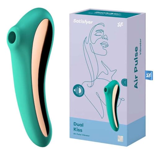 Satisfyer Dual Kiss Vibratore 2:1 + a Onde di Pressione | impermeabile (IPX7) | Sex Toys ricaricabile | Stimolazione intensa per le Donne | Silicone medicale in Verde