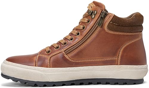 Image of Jousen Mens Casual Shoes Premium Leather Side Zipper High Top Boots Fashion Sneakers for Men