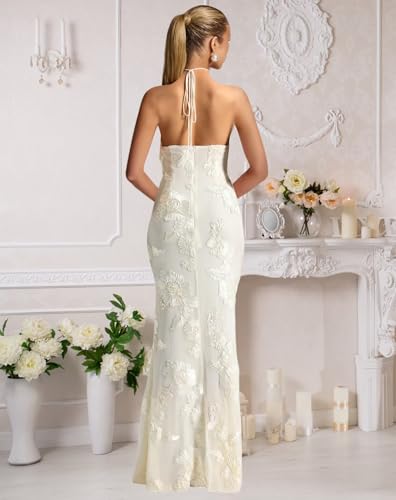 VCCICANY Floral Bridesmaid Dresses for Women Tulle Halter Mermaid Long Prom Dress Formal Gowns2