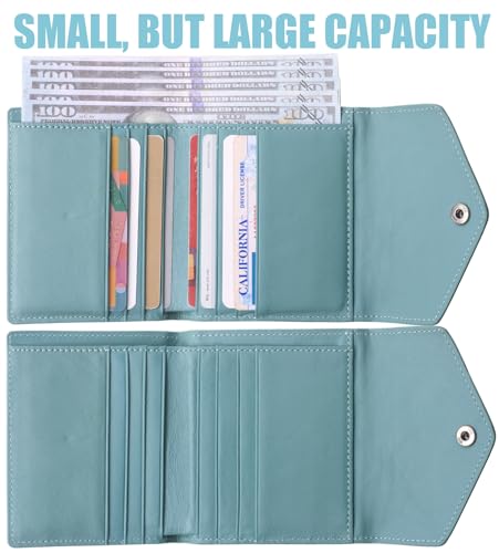 Image of Small Wallet for Women Genuine Leather RFID Blocking Card Holder Organizer Pocket Compact Bifold Ladies Mini Purse