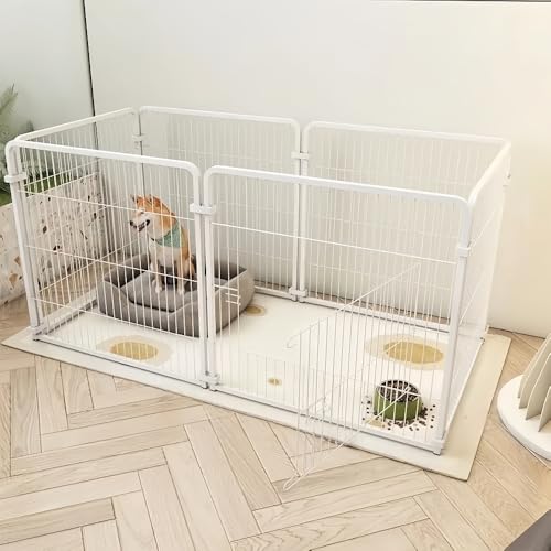 ペットフェンス 犬 ぺットサークル ドア付き ペットケージ 複数サイズ 大、中、小犬 組立簡単 室内室外兼 (白, 100*50*50, 6)