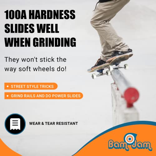 Skateboard Wheels 52mmX30mm (4 Pcs), 100A Hardness Street Skateboarding Wheels, ABEC-7 Bearing, Professional Grade Wheels for Tricks and Grinds (White) - Thumbnail 3