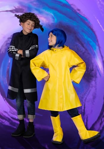 Disfraz Coraline Wybie para niños con chaqueta, peluca y guantes miniatura 6
