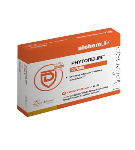 AlchemLife - Phytorelief Defense | Refuerzo del Sistema Inmunitario y Defensas Naturales | 30 Cápsulas Vegetales | Equinácea, Propóleo, Vitaminas C y D3, Extractos Vegetales y Probiótico Tindalizado