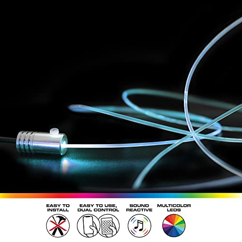 Image of Monster Bluetooth Sound Reactive RGB Fiber Optic Car Interior Lighting Kit, Use Remote /Downloadable App to Customize, Sound-Reactive Mode, Easy Installation, 13ft Cable /12V Adapter Included, 4-Pack
