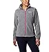 Columbia Women's Plus Size Benton Springs Full Zip Jacket, Soft Fleece with Classic Fit, Light Grey Heather/Fuchsia, 1X