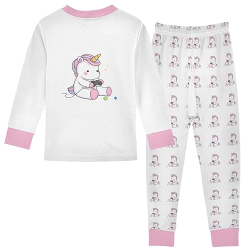 Cartoon Pajamas Set Playing Unicorns Long Sleeve PJs Cotton Jammies Sleepwear Top and Pants2