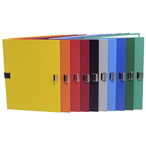 Exacompta - Réf. 720E - Carton de 10 chemises à dos extensible en papier toilé couleur - dos extensible jusqu'à 13 cm - fermeture par sangle - dim 24 x 32 cm - pour...
