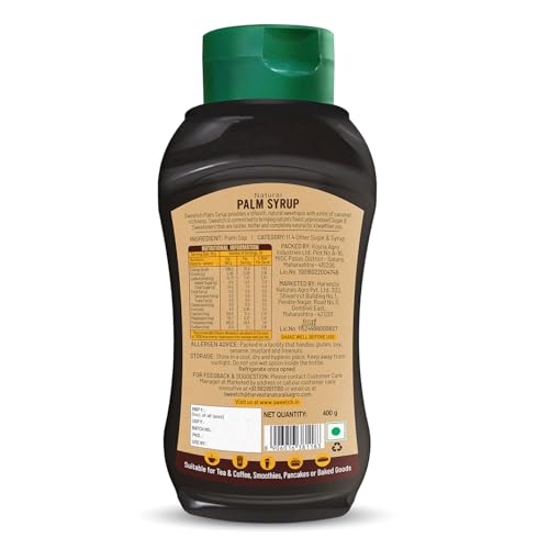 Image of Sweetch Palm Syrup 400 gm | Unrefined, Sugar Alternative | Use with Milk, Cookies, Coffee, Pancakes, Baking & Toppings | Low GI, Contains Minerals | Natural Sweetener, No added Sugar (Pack of 1)