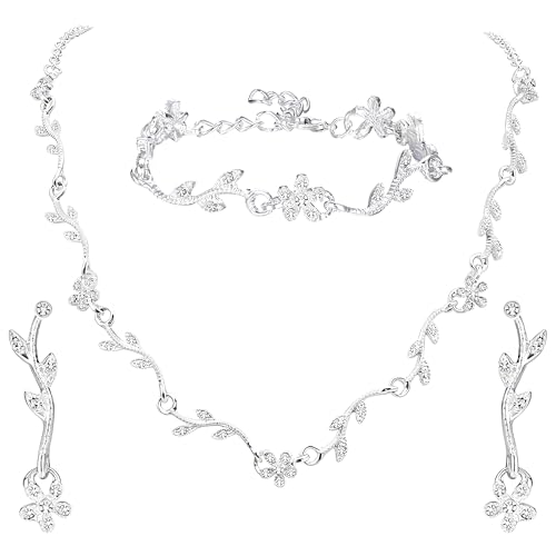 KALVICA Parure Bijoux Femme 3 Pièces Argent Collier Reine Design Goutte Feuille avec Bracelet et...