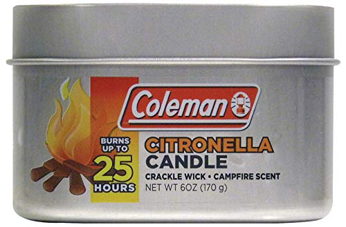 Coleman Campfire Scent Citronella Candle with Wooden Crackle Wick - 6 oz Tin