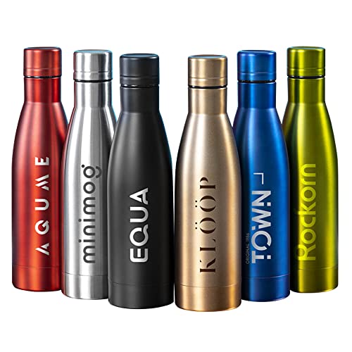 Botella personalizada acero inoxidable térmica botella termo agua con tu texto grabada en láser con doble pared cantimplora de agua botellas (Negro) Cover