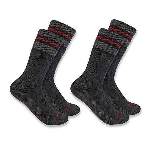 Carhartt Men's Heavyweight Synthetic-Wool Blend Boot Sock 2 Pack, Black, X-Large