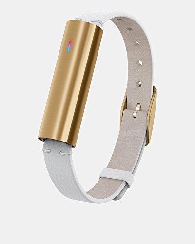 Misfit Ray - Fitness + Sleep Tracker with White Leather Band (Stainless Steel Gold)