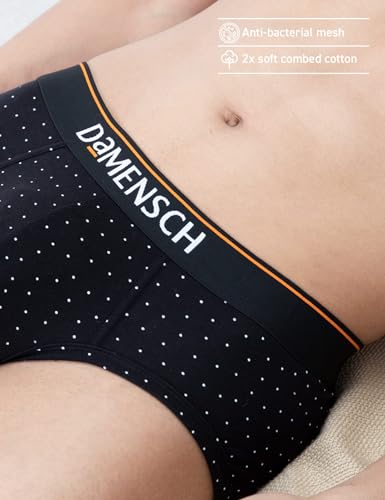 DAMENSCH Men's Regular Fit Printed Cotton Briefs | Combed Cotton, Stretchy Fabric, Anti-Bacterial and Microfibre Waistband