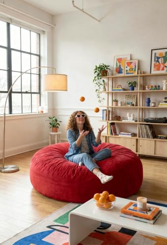 Image of Jaxx 6 Foot Cocoon - 2-in-1 Convertible Bean Bag Bed & Large Bean Bag Chair for Adults, Cinnabar