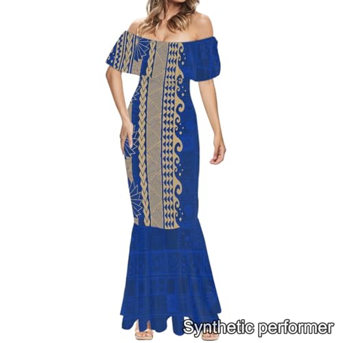 Image of Polynesian Dresses for Women Off Shoulder Maxi Dress Puletasi Samoan Dresses S-7XL