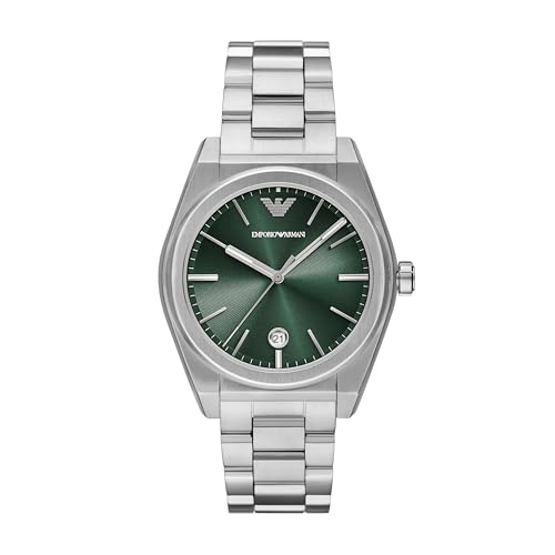 Emporio Armani Stainless Steel Analog Green Dial Men's Watch-Ar11621, Band Color:Silver