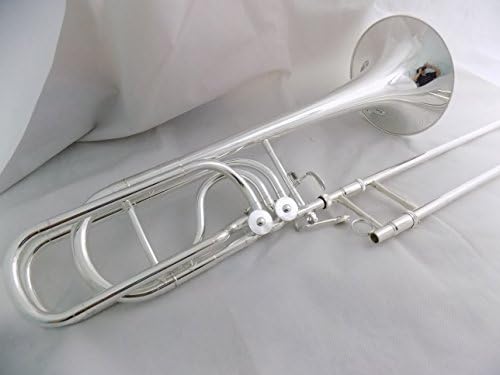 Bb/F/Eb/D Bass Trombones Gold Brass Bell with Case Professional Tuning Trombone Professional Musical Instruments Wholesale (Silver plated)